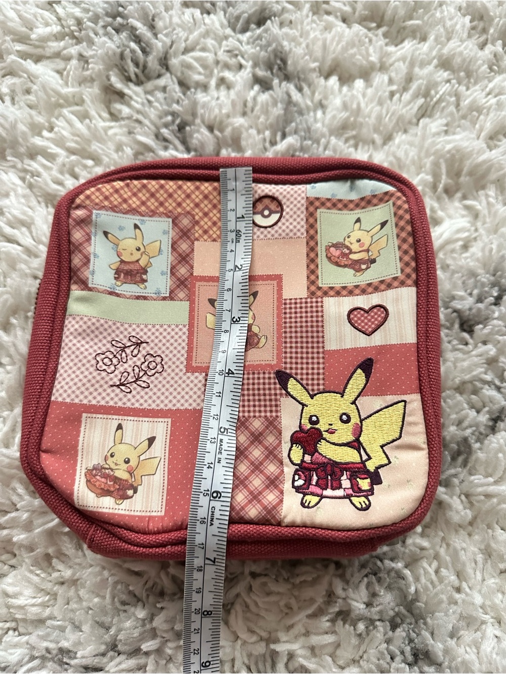 Pokemon Pikachu’s Sweet Delivery valentines Patchwork Cosmetic Bag Pouch - Picture 10 of 12